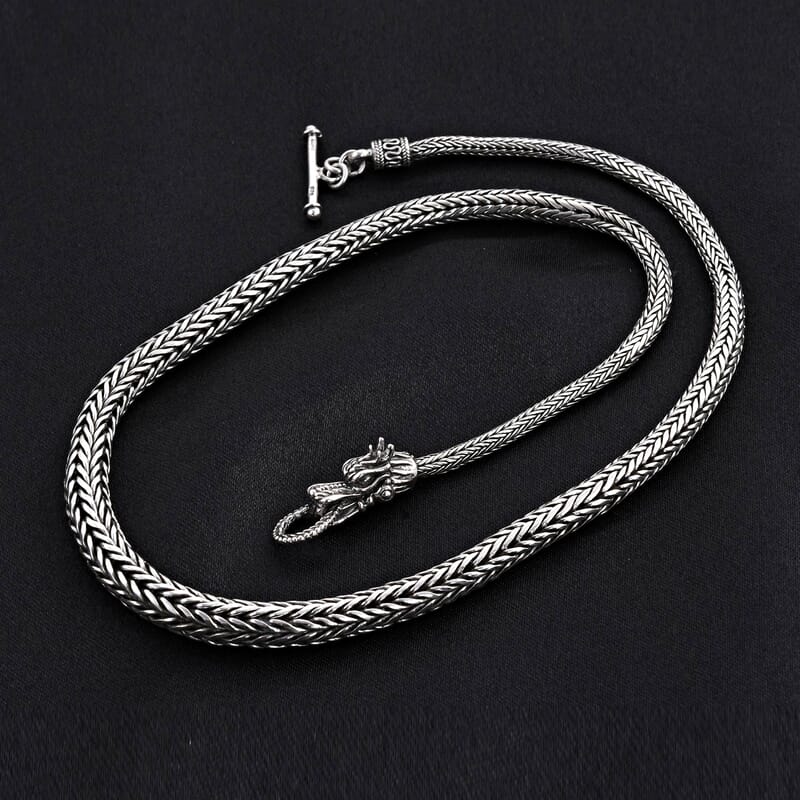 Bali Legacy, Tulang Naga Chain in Sterling Silver, Silver Braided Chain (20 Inches)