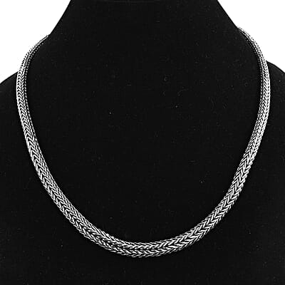 Bali Legacy, Tulang Naga Chain in Sterling Silver, Silver Braided Chain (20 Inches)