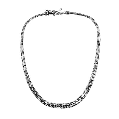 Bali Legacy, Tulang Naga Chain in Sterling Silver, Silver Braided Chain (20 Inches)