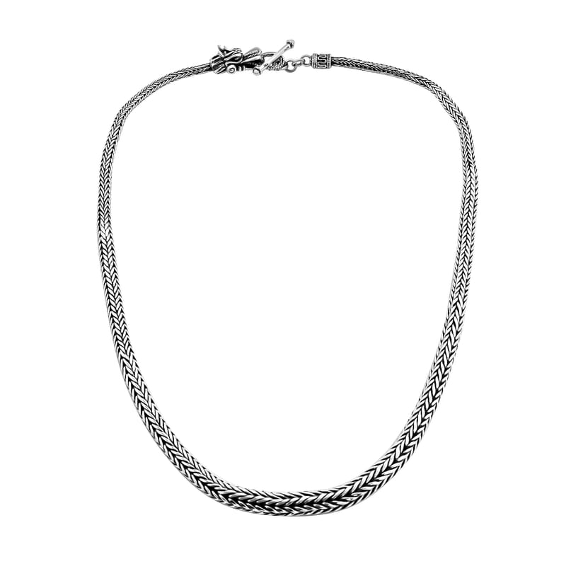 Bali Legacy, Tulang Naga Chain in Sterling Silver, Silver Braided Chain (20 Inches)
