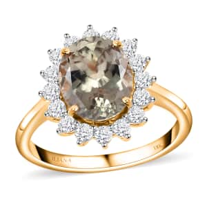 Iliana 18K Yellow Gold AAA Turkizite and G-H SI Diamond Halo Ring (Size 7.0) 3.75 ctw