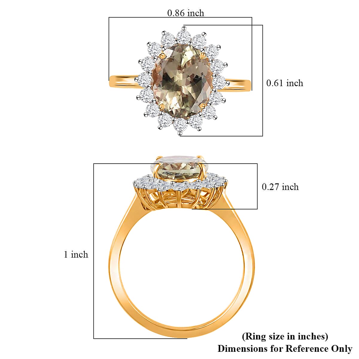 Iliana 18K Yellow Gold AAA Turkizite and G-H SI Diamond Halo Ring (Size 7.0) 3.75 ctw