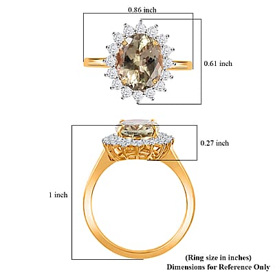 Iliana 18K Yellow Gold AAA Turkizite and G-H SI Diamond Halo Ring (Size 7.0) 3.75 ctw