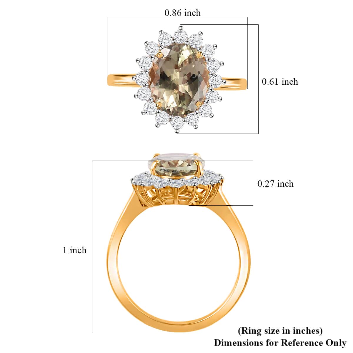 ILIANA 18K Yellow Gold AAA Turkizite, Diamond (G-H, SI) (0.50 cts) Halo Ring (Size 7.0) (3.70 g) 3.75 ctw image number 5