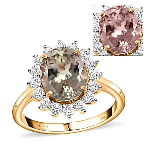 Iliana 18K Yellow Gold AAA Turkizite and G-H SI Diamond Halo Ring (Size 8.0) 3.75 ctw