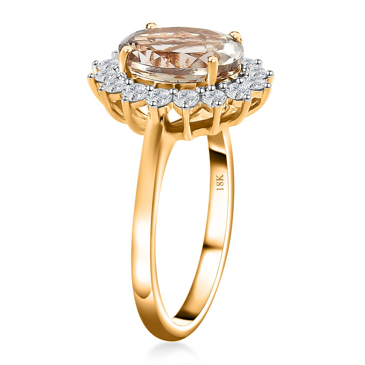 Iliana 18K Yellow Gold AAA Turkizite and G-H SI Diamond Halo Ring (Size 8.0) 3.75 ctw image number 3