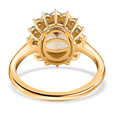 Iliana 18K Yellow Gold AAA Turkizite and G-H SI Diamond Halo Ring (Size 8.0) 3.75 ctw