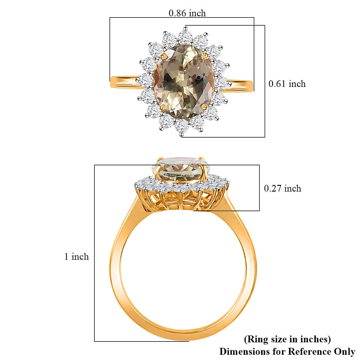 Iliana 18K Yellow Gold AAA Turkizite and G-H SI Diamond Halo Ring (Size 8.0) 3.75 ctw image number 5