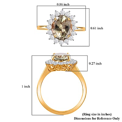 Iliana 18K Yellow Gold AAA Turkizite and G-H SI Diamond Halo Ring (Size 8.0) 3.75 ctw