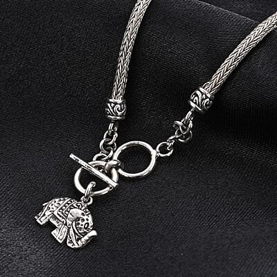 Bali Legacy Tulang Naga Bracelet, Sterling Silver Bracelet, Elephant Charm Bracelet (6.50-8.0In) 8.20 Grams