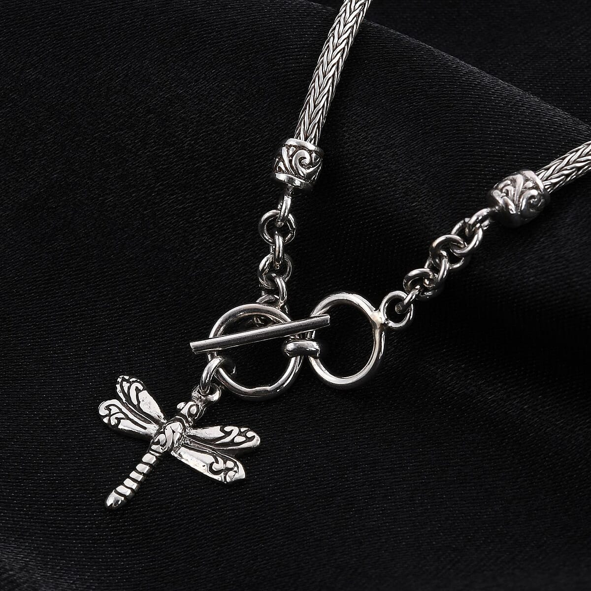 Bali Legacy Tulang Naga Bracelet , Sterling Silver Bracelet , Dragonfly Charm Bracelet (6.50-8.0In) 8.20 Grams image number 1