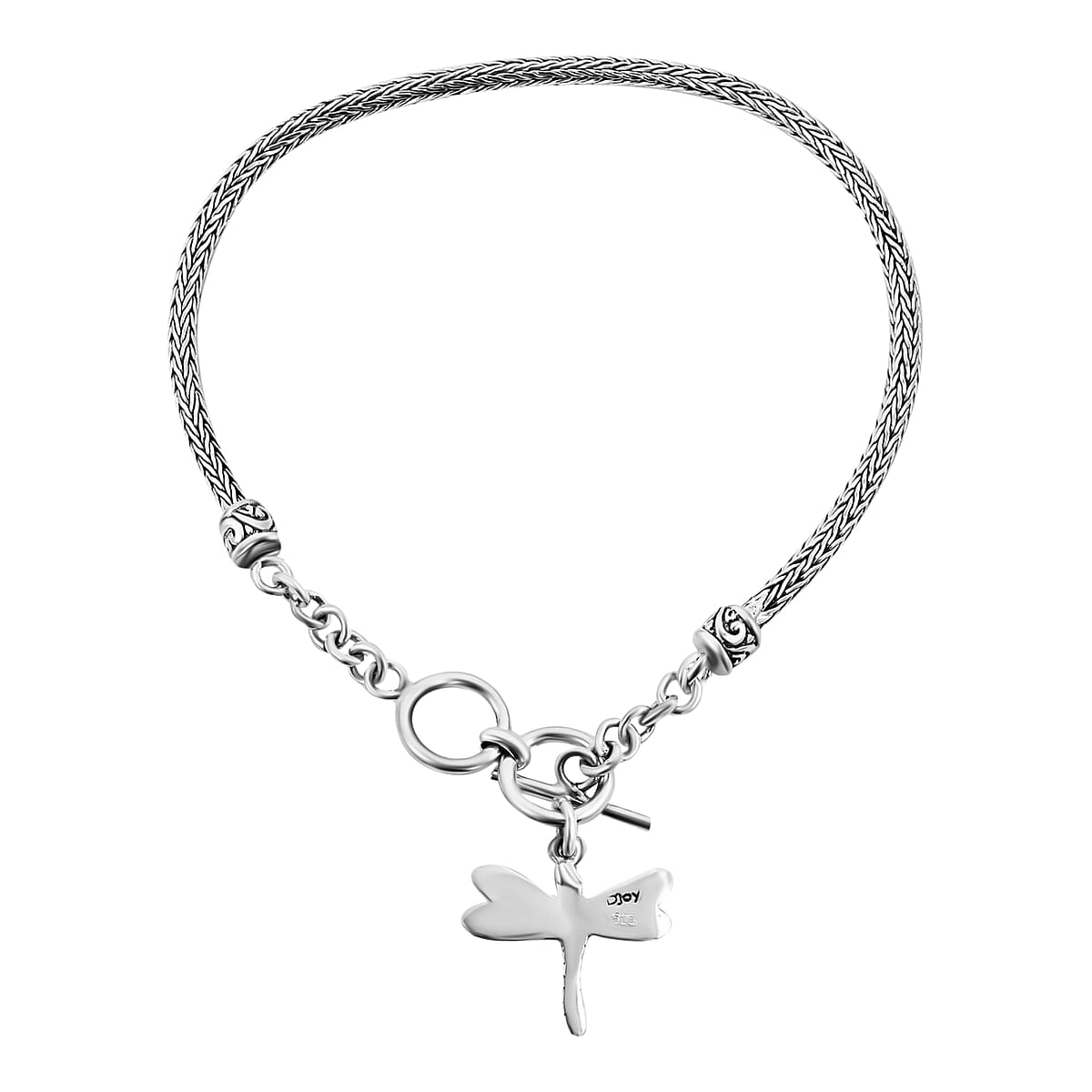 Bali Legacy Tulang Naga Bracelet , Sterling Silver Bracelet , Dragonfly Charm Bracelet (6.50-8.0In) 8.20 Grams image number 2