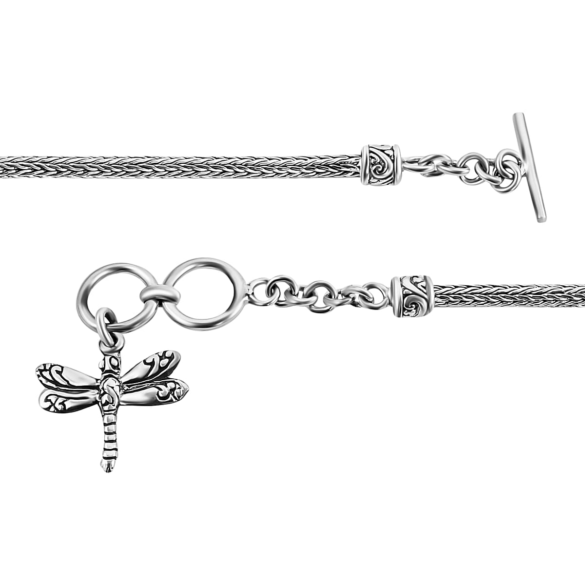 Bali Legacy Tulang Naga Bracelet , Sterling Silver Bracelet , Dragonfly Charm Bracelet (6.50-8.0In) 8.20 Grams image number 3