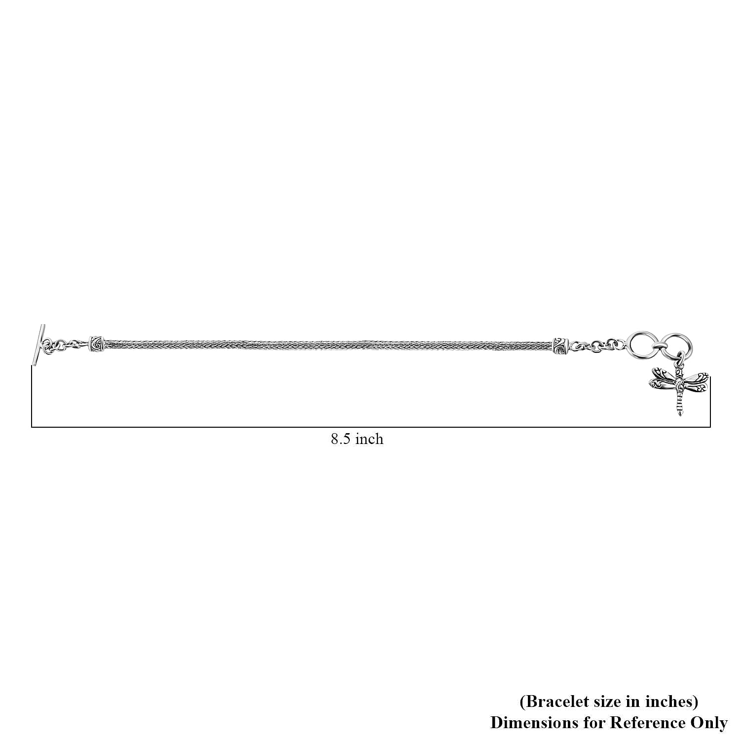 Bali Legacy Tulang Naga Bracelet , Sterling Silver Bracelet , Dragonfly Charm Bracelet (6.50-8.0In) 8.20 Grams