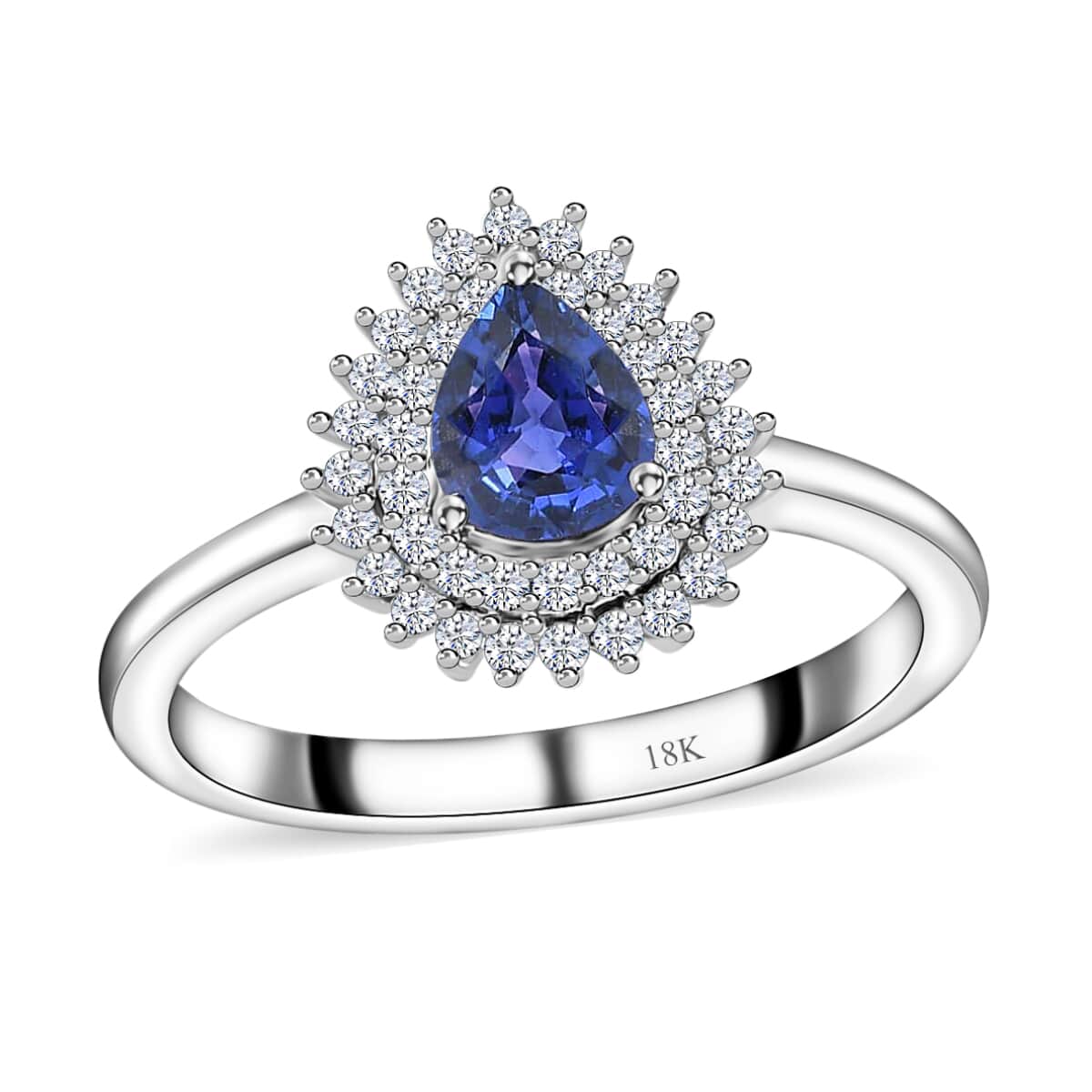 Iliana 18K White Gold AAAA Tanzanian Color Change Sapphire and G-H SI Diamond Double Halo Ring (Size 7.0) 1.00 ctw image number 0