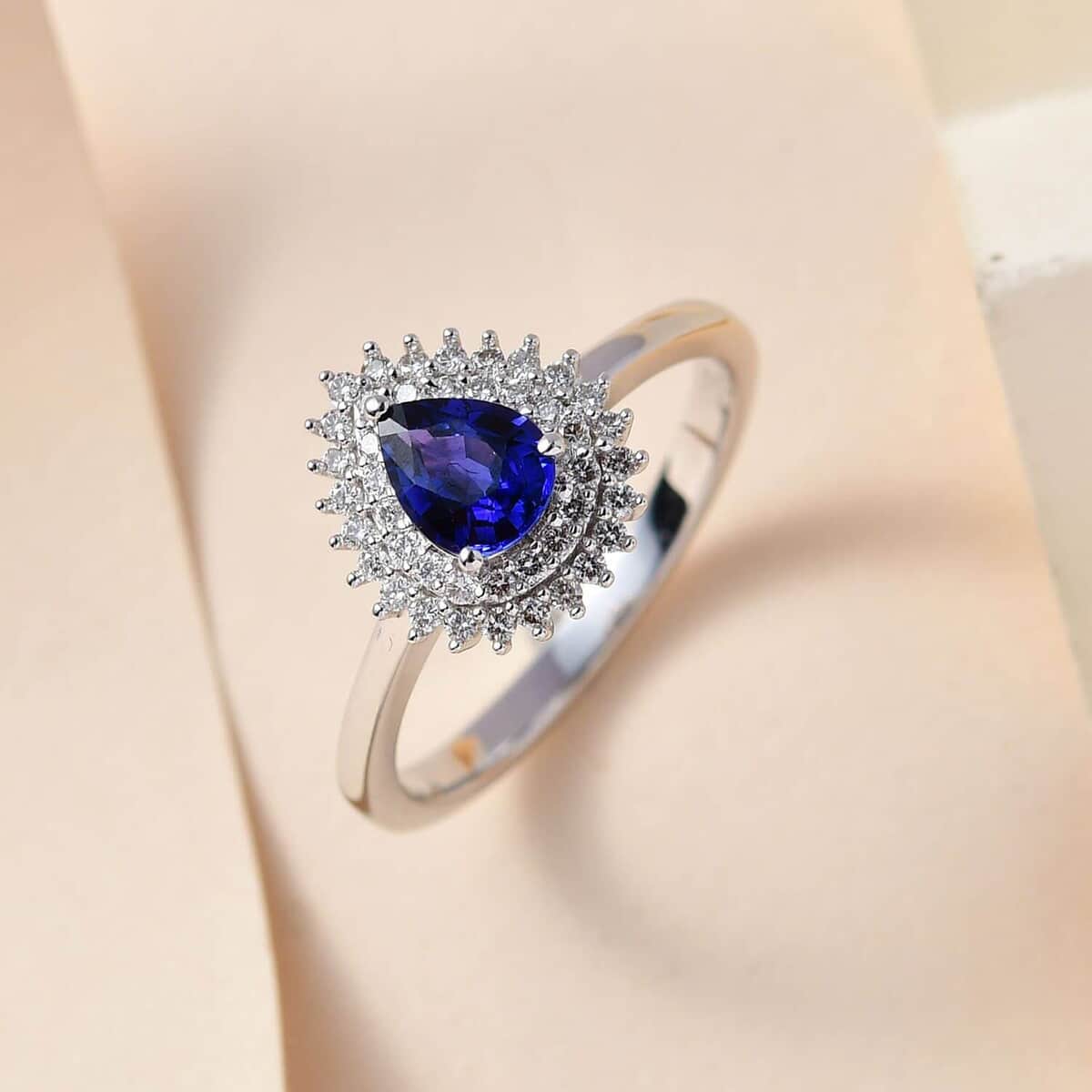 Iliana 18K White Gold AAAA Tanzanian Color Change Sapphire and G-H SI Diamond Double Halo Ring (Size 7.0) 1.00 ctw image number 1