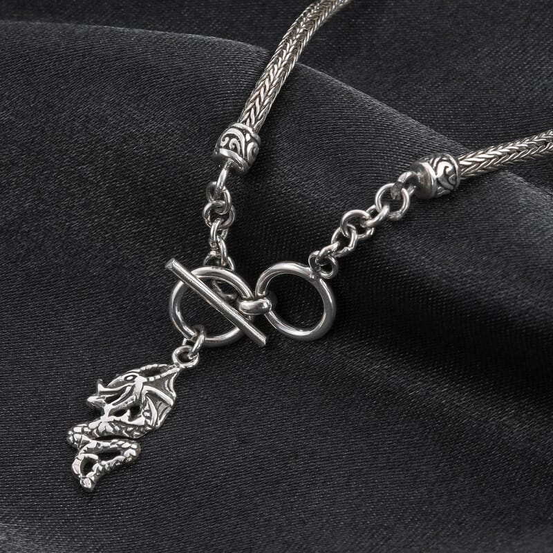 Bali Legacy Sterling Silver Tulang Naga Dragon Bracelet with Dragon Charm (6.50-8.0In) 8.20 Grams