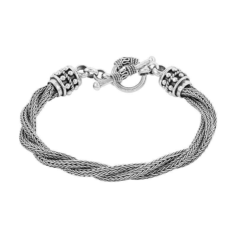 Bali Legacy Sterling Silver Tulang Naga Twisted Rope Bracelet (7.50 In) 29 Grams