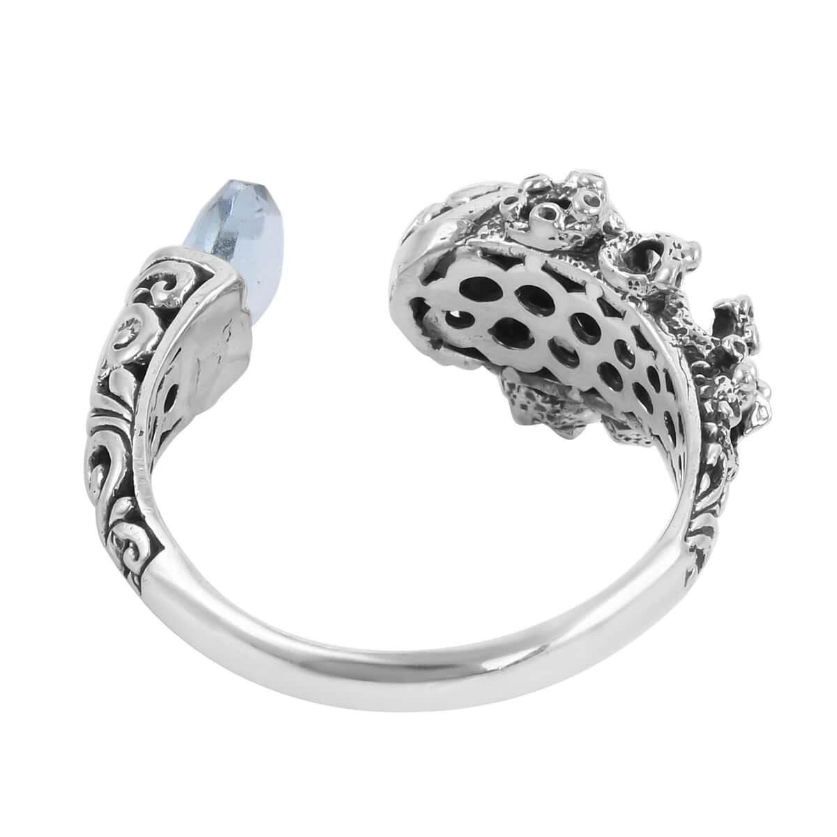 BALI LEGACY Briolette Cut Sky Blue Topaz Octopus Ring in Sterling Silver (Size 10.0) 8 Grams 3.00 ctw image number 4