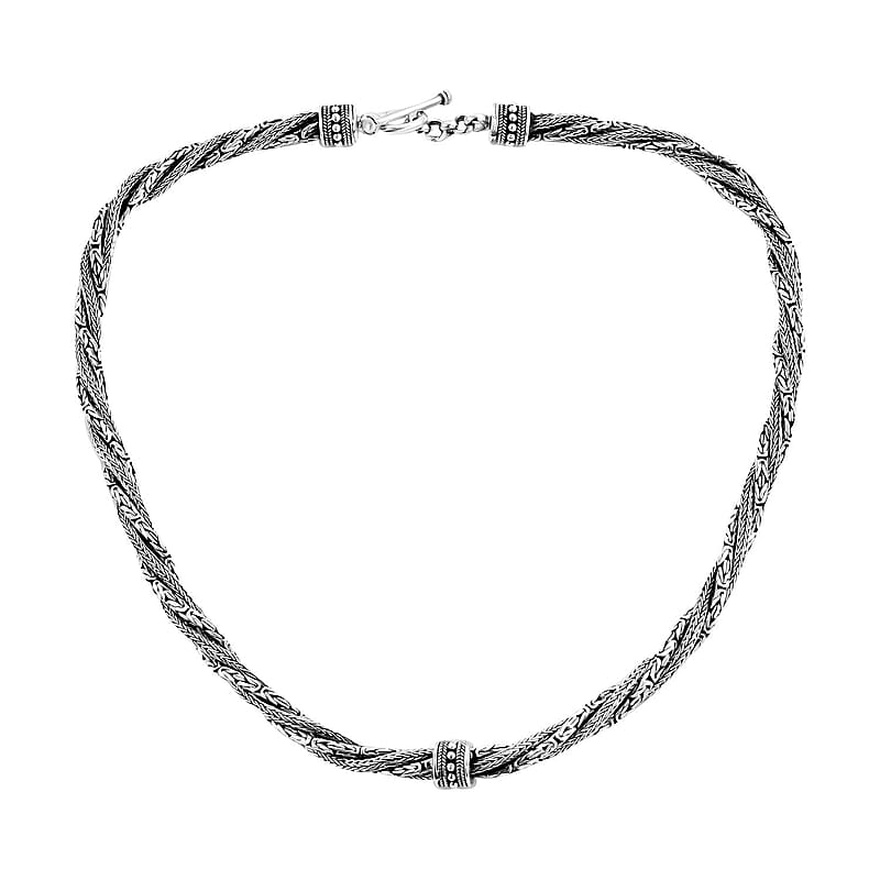 Bali Legacy Sterling Silver Tulang Naga and Borobudur Necklace 20 Inches 91.75 Grams