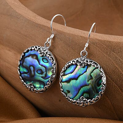 Bali Legacy Abalone Shell Floral Earrings in Sterling Silver