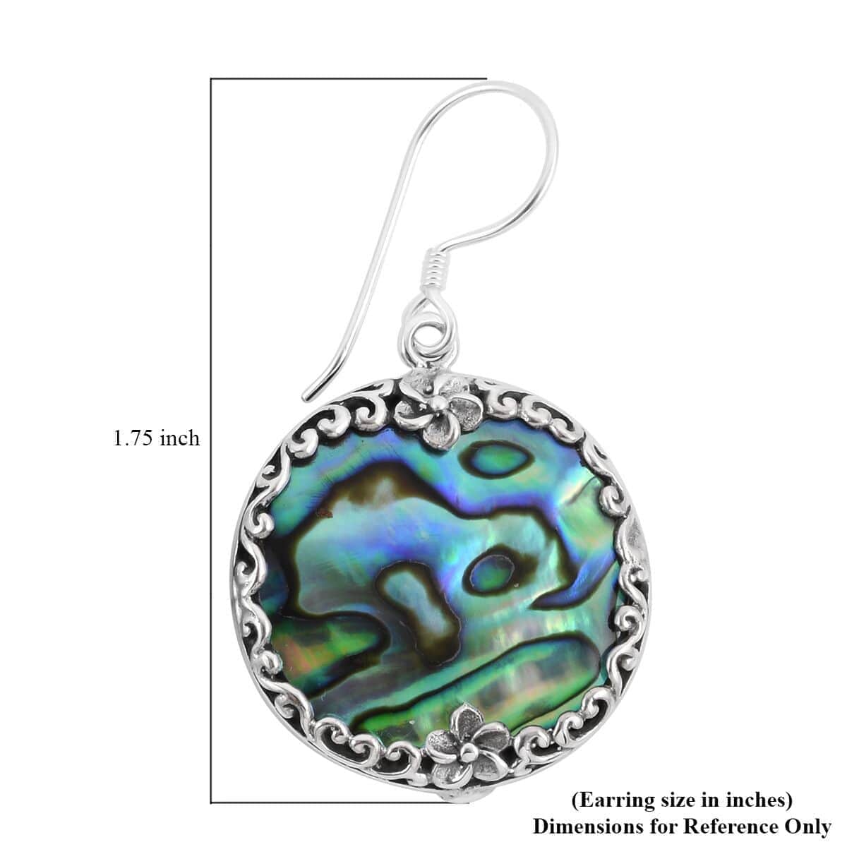 Bali Legacy Abalone Shell Floral Earrings in Sterling Silver image number 4