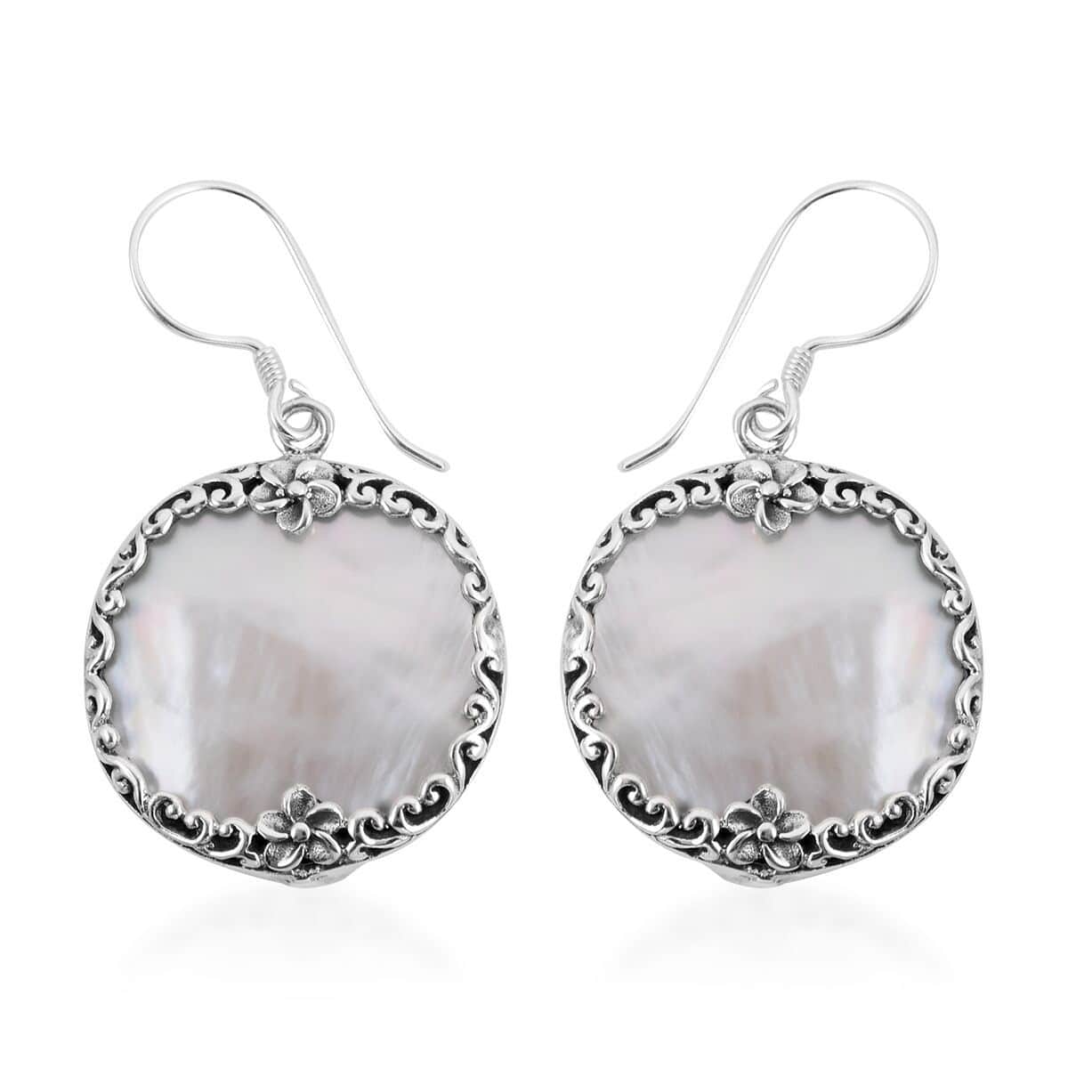 Bali Legacy Mother of Pearl Floral Earrings in Sterling Silver image number 0