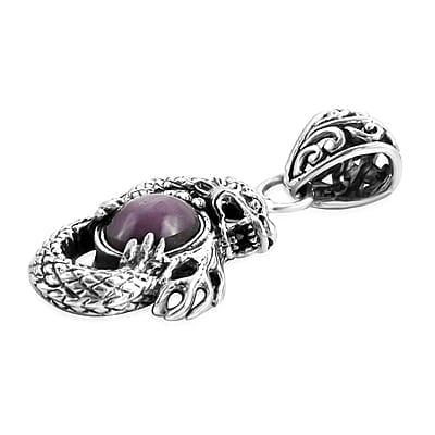 Bali Legacy Indian Star Ruby Dragon Pendant in Sterling Silver 3.00 ctw