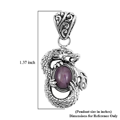 Bali Legacy Indian Star Ruby Dragon Pendant in Sterling Silver 3.00 ctw