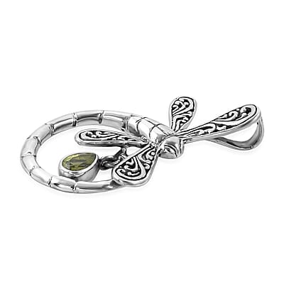 Bali Legacy Peridot Dragonfly Pendant in Sterling Silver 0.75 ctw