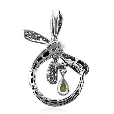Bali Legacy Peridot Dragonfly Pendant in Sterling Silver 0.75 ctw