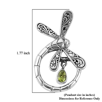 Bali Legacy Peridot Dragonfly Pendant in Sterling Silver 0.75 ctw