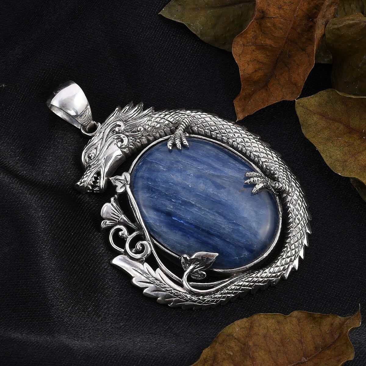 Bali Legacy Kashmir Kyanite Dragon Pendant in Sterling Silver 40.00 ctw image number 1