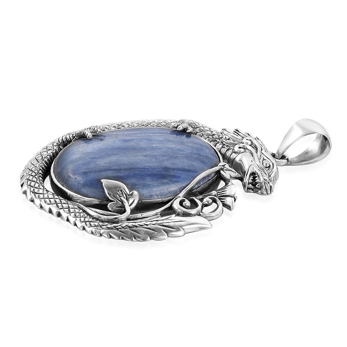 Bali Legacy Kashmir Kyanite Dragon Pendant in Sterling Silver 40.00 ctw image number 2