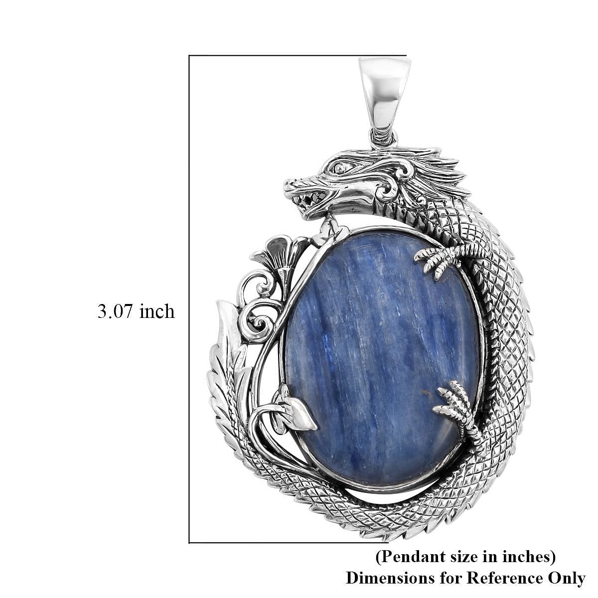 Bali Legacy Kashmir Kyanite Dragon Pendant in Sterling Silver 40.00 ctw image number 4