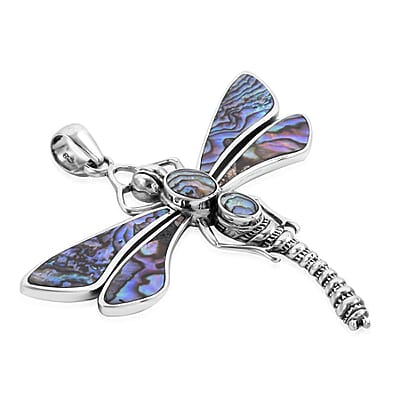 Bali Legacy Abalone Shell Dragonfly Pendant in Sterling Silver