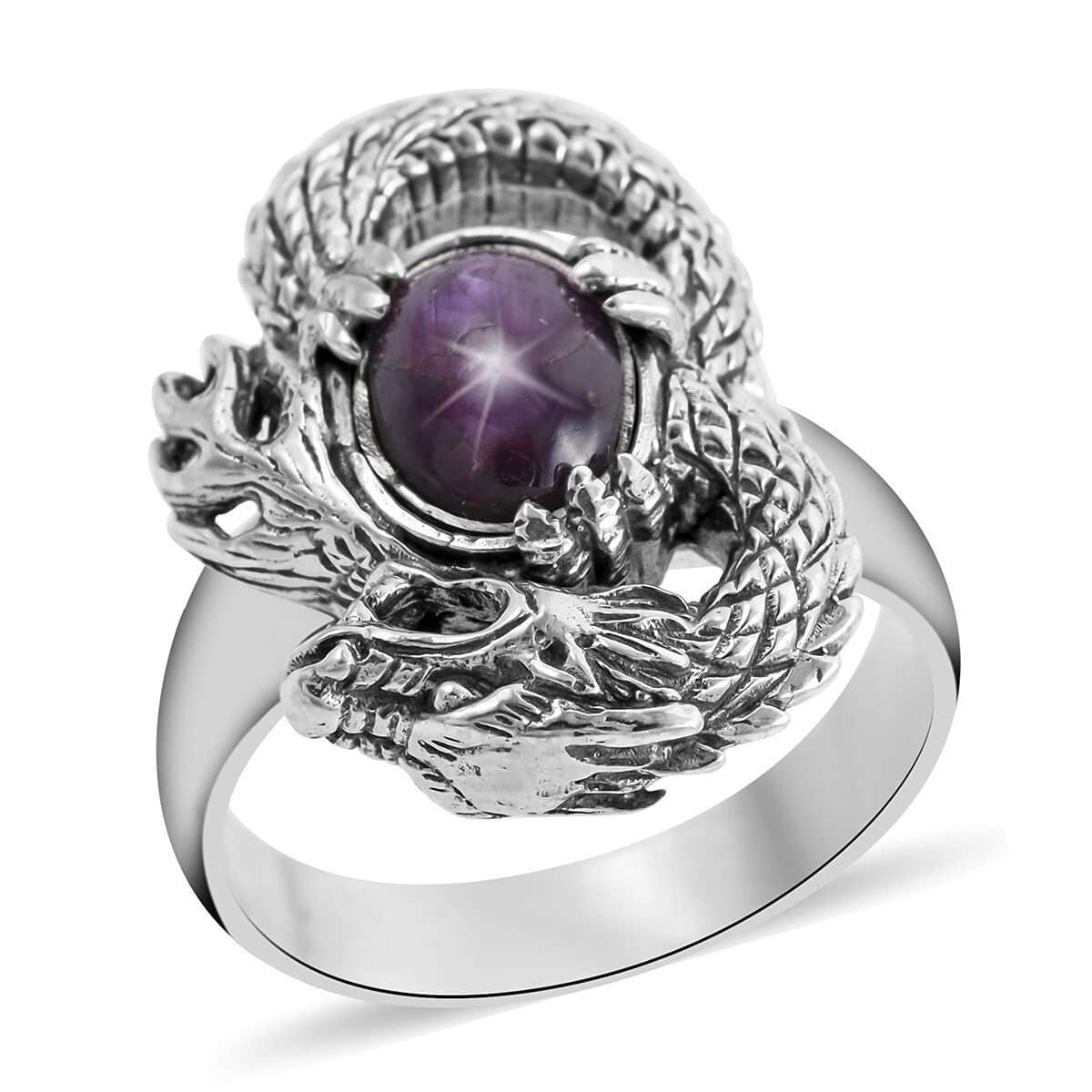 Doorbuster BALI LEGACY Indian Star Ruby Dragon Ring in Sterling Silver 7 Grams 3.00 ctw image number 0