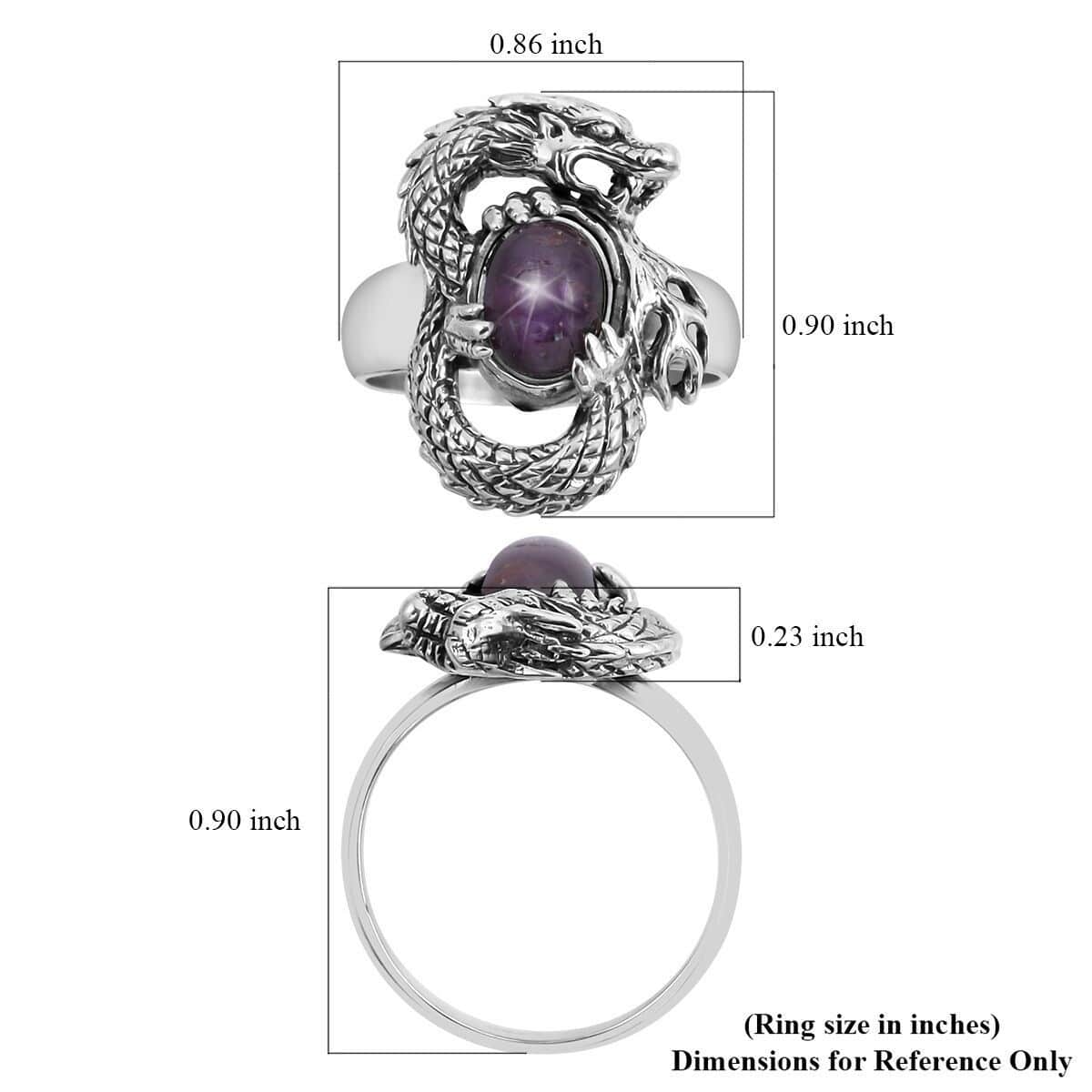 Bali Legacy Indian Star Ruby Dragon Ring in Sterling Silver (Size 10.0) 7 Grams 3.00 ctw image number 5