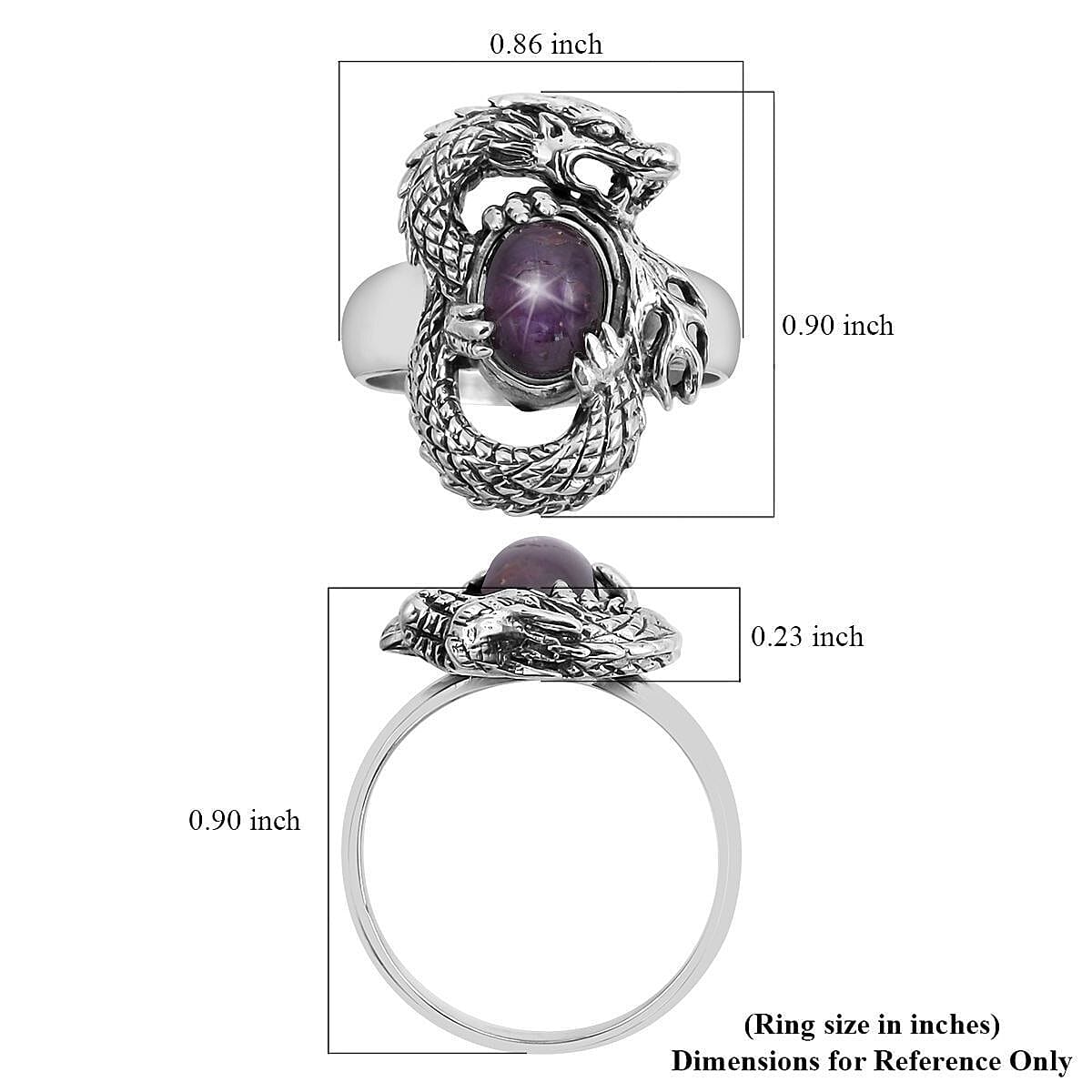 Bali Legacy Indian Star Ruby Dragon Ring in Sterling Silver (Size 6.0) 7 Grams 3.00 ctw image number 5