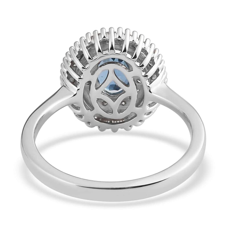 Luxoro AAA Santa Maria Aquamarine and Diamond 1.05 ctw Cocktail Ring in 10K White Gold (Size 7.0)