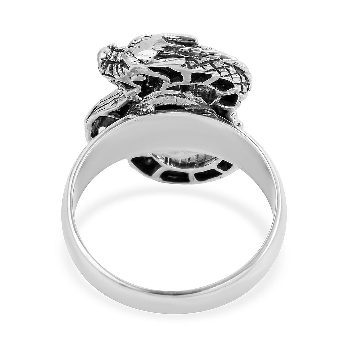 Bali Legacy Blue Star Sapphire (DF) Dragon Ring in Sterling Silver (Size 9.0) 7 Grams 3.00 ctw image number 4