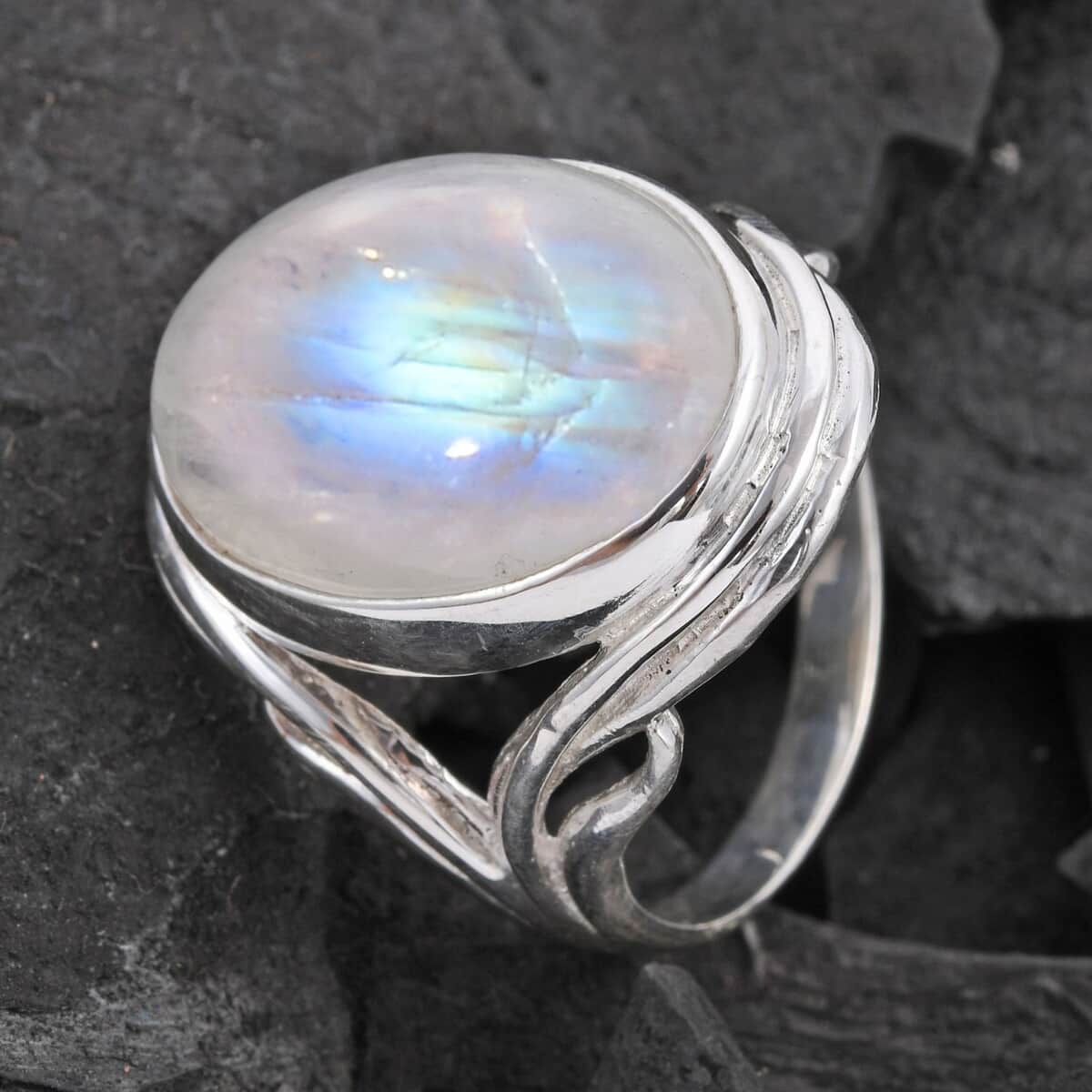 Doorbuster BALI LEGACY Kuisa Rainbow Moonstone Ring in Sterling Silver 7.5 Grams 25.00 ctw image number 1