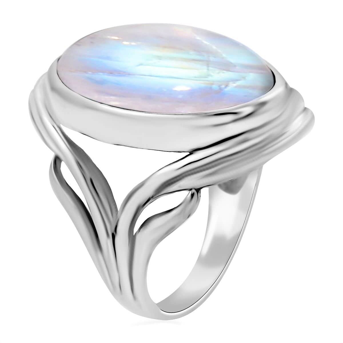 Doorbuster BALI LEGACY Kuisa Rainbow Moonstone Ring in Sterling Silver 7.5 Grams 25.00 ctw image number 3