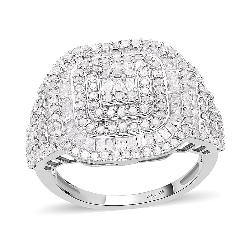 Diamond Cocktail Ring in Platinum Over Sterling Silver (Size 10.0) 2.00 ctw