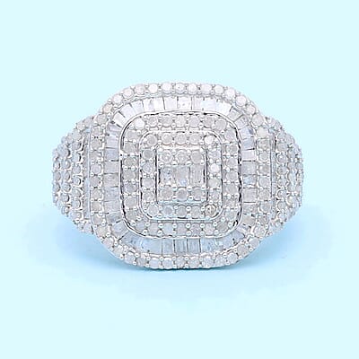 Diamond Cocktail Ring in Platinum Over Sterling Silver (Size 10.0) 2.00 ctw