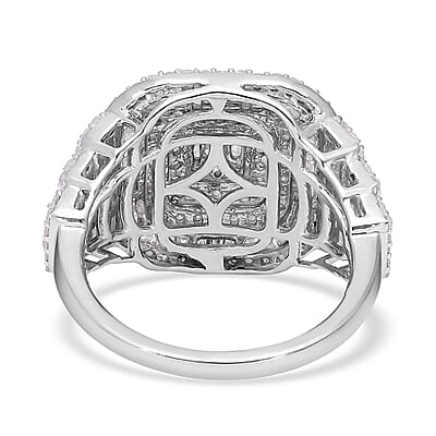 Diamond Cocktail Ring in Platinum Over Sterling Silver (Size 10.0) 2.00 ctw