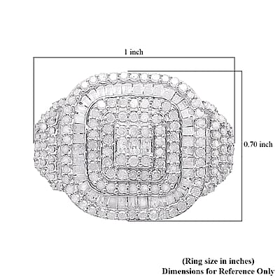 Diamond Cocktail Ring in Platinum Over Sterling Silver (Size 10.0) 2.00 ctw