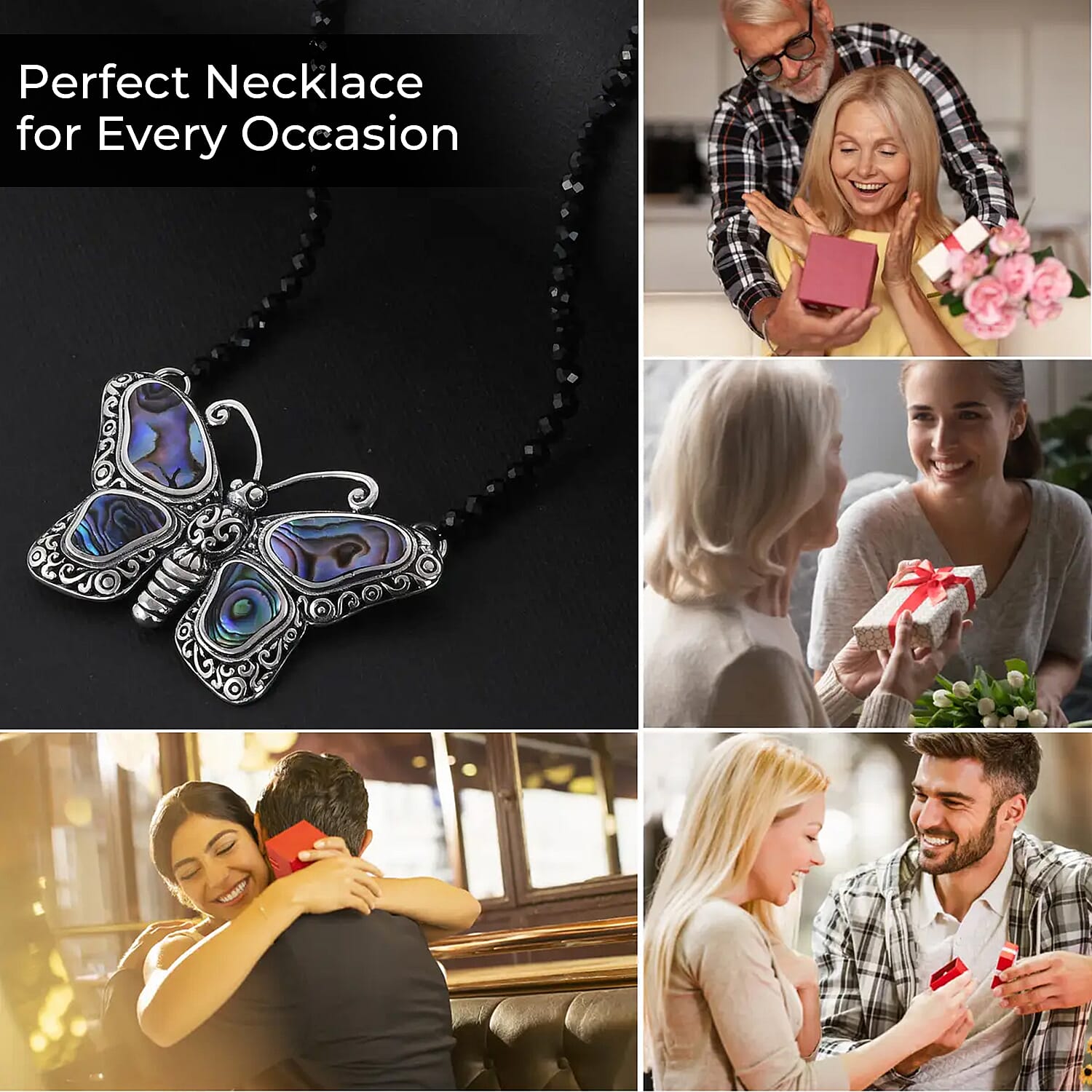 Multi Gemstone Necklace , Butterfly Necklace, Bali Legacy Necklace , Abalone Shell Necklace , Thai Black Spinel 25.00 ct Bead Necklace , 20 Inches Necklace , Sterling Silver Necklacew