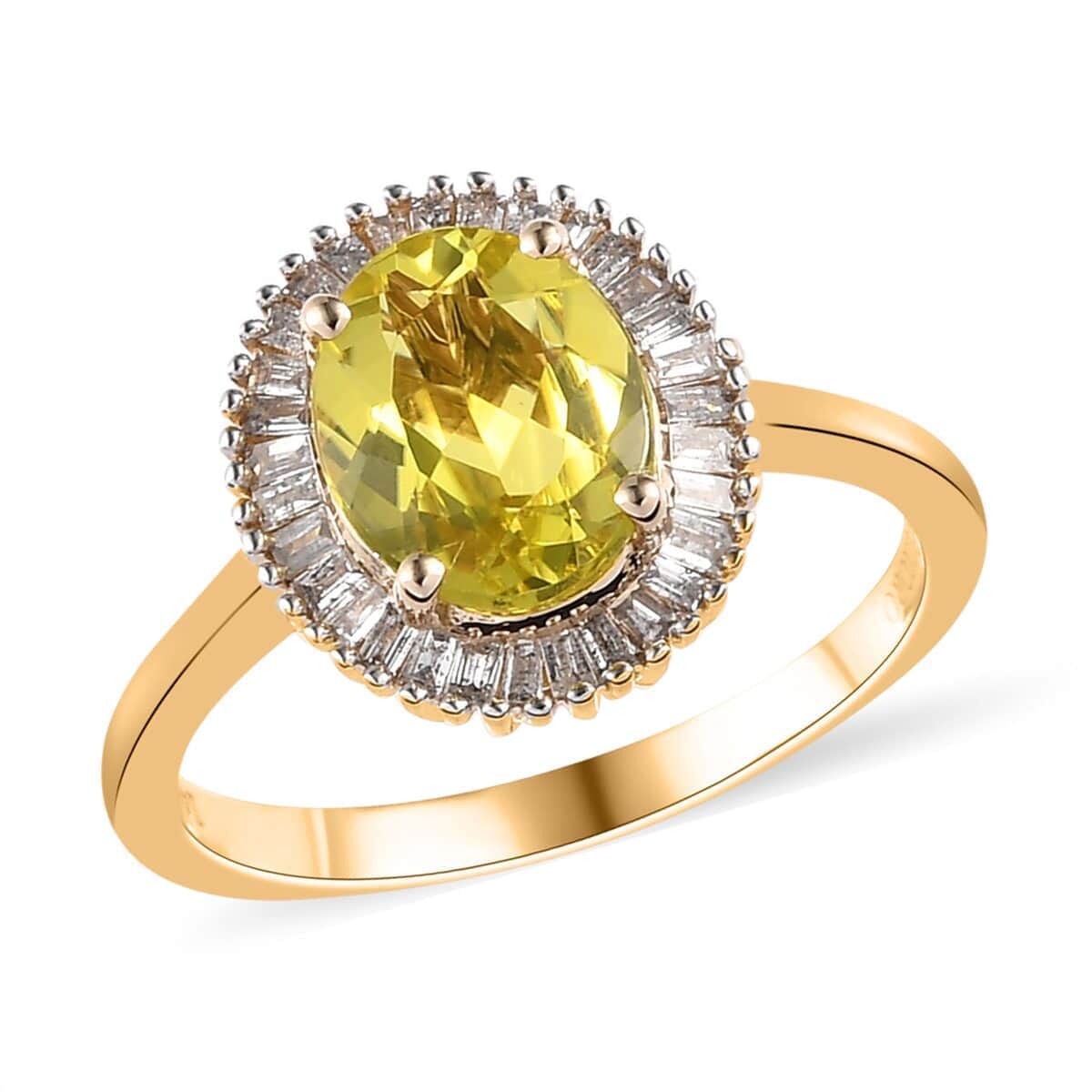 LUXORO 14K Yellow Gold AAA Natural Canary Tourmaline, Diamond (G-H, I2) (0.40 cts) Halo Ring (Size 8.0) (3.35 g) 2.00 ctw image number 0