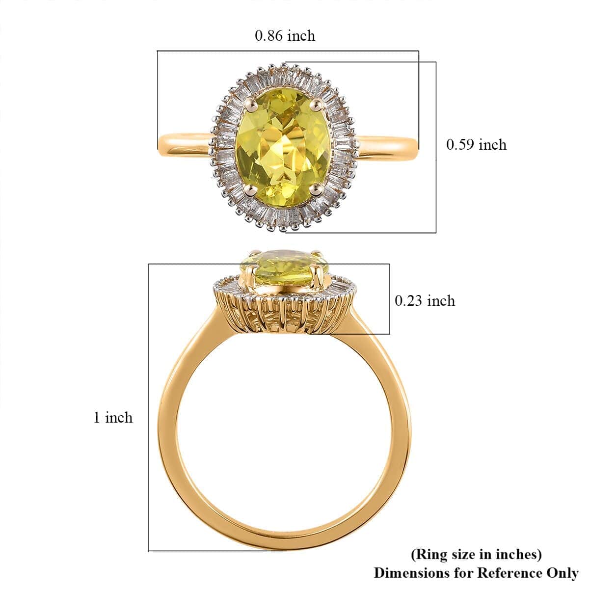 LUXORO 14K Yellow Gold AAA Natural Canary Tourmaline, Diamond (G-H, I2) (0.40 cts) Halo Ring (Size 8.0) (3.35 g) 2.00 ctw image number 5
